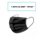 Cerrahi Maske Siyah Filtreli, 3 Katlı  ipli (1 KUTU/50 ADET) - 1