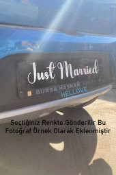 Gelin Arabası Plakalık Just Married Yazılı Siyah Üzeri Gold Yazı Kendinden Yapışkanlı - 6