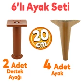 Aspen 6'lı Set Mobilya Tv Ünitesi Koltuk Kanepe Konsol Destek Ayağı Ayakları 20 Cm Koyu Ceviz thumbnail 1