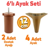 6'lı Set Mobilya Tv Ünitesi Çekyat Koltuk Kanepe Destek Ayağı 12 Cm Koyu Ceviz Baza Ayakları M8 - 1