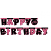 HAPPY BİRTHDAY PİNK STARS PEMBE HARF BENNER 2.1M - 1