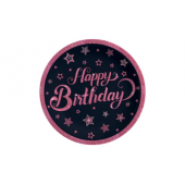 HAPPY BİRTHDAY PİNK STARS PEMBE KARTON TABAK 8Lİ - 1
