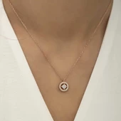925 Ayar Gümüş Minimal Yuvarlak Tektaş Bayan Gümüş Kolye thumbnail 3