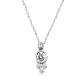 925 Ayar Gümüş Çiğ Damlası Yuvarlak Tektaş Bayan Gümüş Kolye thumbnail 1