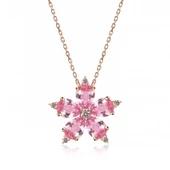 925 Ayar Gümüş Rose Pembe Kamelya Çiçeği Kolye thumbnail 1