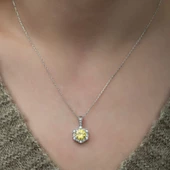 925 Ayar Gümüş Buğday Sarısı Baget Taşlı Kadın Gümüş Kolye thumbnail 2