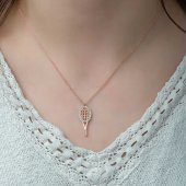 925 Ayar Gümüş Tenis Raketi Kadın Gümüş Kolye thumbnail 2