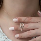 925 Ayar Gümüş Tenis Raketi Kadın Gümüş Kolye thumbnail 3