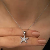 925 Ayar Gümüş Deniz Yıldızı Kadın Gümüş Kolye thumbnail 2
