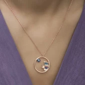 925 Ayar Gümüş Nazarlı El ve Ayak İzi Kadın Gümüş Kolye thumbnail 5