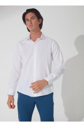Klasik Yaka Armürlü Beyaz Erkek Gömlek Gm2024700399 thumbnail 1