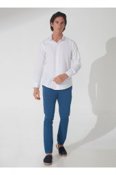 Klasik Yaka Armürlü Beyaz Erkek Gömlek Gm2024700399 thumbnail 3