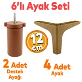 Sedef 6'lı Set Mobilya Tv Ünitesi Çekyat Koltuk Kanepe Destek Ayağı 12 Cm Koyu Ceviz Baza Ayakları thumbnail 1