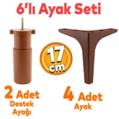 Sedef 6'lı Set Mobilya Tv Ünitesi Konsol Koltuk Kanepe Destek Ayağı 17 Cm Ahşap Desenli Ayakları - 1