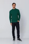 Erkek Regular Fit Düz Renk Balıkçı Yaka Boğazlı Uzun Kollu Triko Kazak - 11
