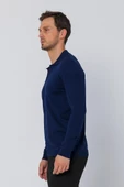Erkek Regular Fit Düz Renk Polo Kaleci Yaka Uzun Kollu Triko Kazak - 8