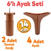 Sedef 6'lı Set Mobilya Tv Ünitesi Koltuk Kanepe Destek Ayağı 14 Cm Ahşap Desenli Baza Ayakları - 1