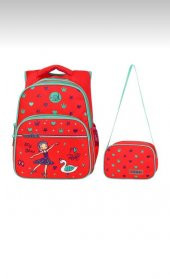 Ölmezler Mercan Balerin Desenli Ilkokul Sırt Çantası Ve Beslenme Çantası Kırmızı - 2