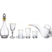 Kcd Soprano Altın 61 Parça Cam Sofra Sunum Çeyiz Seti Su Bardak Takımı Kesme El Dekor thumbnail 1