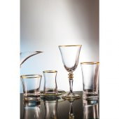 Kcd Soprano Altın 61 Parça Cam Sofra Sunum Çeyiz Seti Su Bardak Takımı Kesme El Dekor thumbnail 2