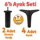 Sedef 6'lı Set Mobilya Tv Ünitesi Konsol Koltuk Kanepe Destek Ayağı 17 Cm Siyah Ayakları M8 Destek - 1