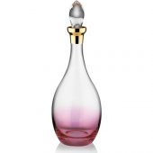Kcd Bolero Pembe Kesme El Dekor Yaldızlı Desenli Kapaklı Cam Şişe Karaf Sürahi - 2