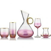 Kcd Bolero Pembe 31 Parça Cam Sofra Sunum Çeyiz Seti Su Bardak Takımı Kesme El Dekor Pembe thumbnail 2