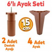 Sedir 6'lı Set Mobilya TV Ünitesi Çekyat Koltuk Kanepe Destek Ayağı 15 cm Ahşap Desenli Baza Ayak - 1