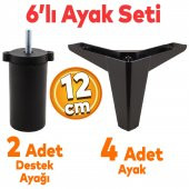 Sedir 6'lı Set Mobilya TV Ünitesi Çekyat Koltuk Kanepe Destek Ayağı 12 cm Siyah Kanat 17 Baza Ayak - 1