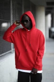 Kapşonlu 3 İplik Kalın İçi Polarlı Oversize Kangru Cepli Erkek Sweatshirt - 1