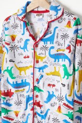Dinozor Desenli Göz Bantlı Erkek Çocuk Pijama Takımı 16327 - 2