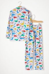 Dinozor Desenli Göz Bantlı Erkek Çocuk Pijama Takımı 16327 - 5