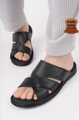Muggo Eco Garantili Erkek Günlük Hakiki Deri Rahat Yumuşak Taban Ortopedik Terlik - 8