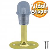 Kapı Stoperi Gold 8 cm Metal Kapı Tamponu Durdurucu Tutucu Kapı Stopu Silikonlu - 1