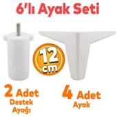 Sedir 6'lı Set Mobilya Tv Ünitesi Çekyat Koltuk Kanepe Destek Baza Ayağı 12 Cm Beyaz 17 Ayakları thumbnail 1