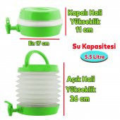 Su Sebili Katlanabilir Termos Çeşmeli Körüklü 5.5 Litre Piknik Kamp Su Ayran Meşrubat İçecek Bidonu Yeşil - 4