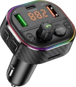 Cosmostech Car T86M Araç Fm Transmitter 5.0 Bluetooth Araç Kiti Hızlı 20W Şarj Qc3.0 Çift USB Mp3 Sd Kart Çakmaklık Girişli Oto Müzik Çalar - 1