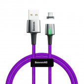 Baseus CATXC-A05 Zinc Magnetic USB Kablo Şarj USB Type-C Başlık 3.0A 1 m - Mor - 1