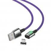 Baseus CATXC-A05 Zinc Magnetic USB Kablo Şarj USB Type-C Başlık 3.0A 1 m - Mor - 2