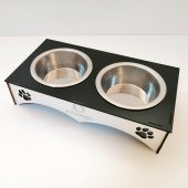 Petmagic 2'li Ahşap Kedi Mama Kabı Siyah Beyaz - 3