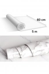 5mt X 60 Cm Mermer Desenli Masa Tezgah Mutfak Su Geçirmez Yapışkanlı Folyo Sticker - 2