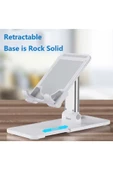 Premium Ticaret Telefon Tutucu Ve Tablet Masaüstü Standı Tutucu Portatif Ayarlanabilir Katlanır Demir Standı Beyaz - 3