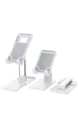 Premium Ticaret Telefon Tutucu Ve Tablet Masaüstü Standı Tutucu Portatif Ayarlanabilir Katlanır Demir Standı Beyaz - 1