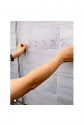 5li Yapışkanlı Şeffaf Duvar Askısı Banyo Mutfak Düzenleyici Askı Pratik Kanca Askılık - 1