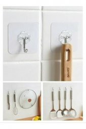 Kendinden Yapışkanlı Şeffaf Askı 5 Li Set Banyo Mutfak Askısı - 1