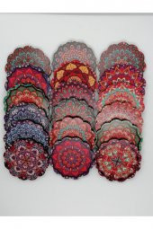 Otantik Mandala Desenli Ahşap Bardak Altlığı Seti (6 Adet) - 1