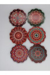 Otantik Mandala Desenli Ahşap Bardak Altlığı Seti (6 Adet) - 2