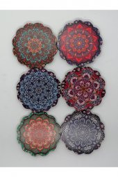 Otantik Mandala Desenli Ahşap Bardak Altlığı Seti (6 Adet) - 3