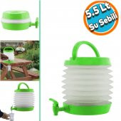 Pratik Su Sebili Taşınabilir Katlanabilir Termos Çeşmeli Körüklü 5.5 Litre Piknik Kamp Su Ayran Meşrubat İçecek Bidonu Yeşil thumbnail 1