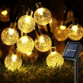 Solar LED 7M kristal top dış mekan ışıkları su geçirmez peri güneş bahçe çelenk yılbaşı dekoru - 1